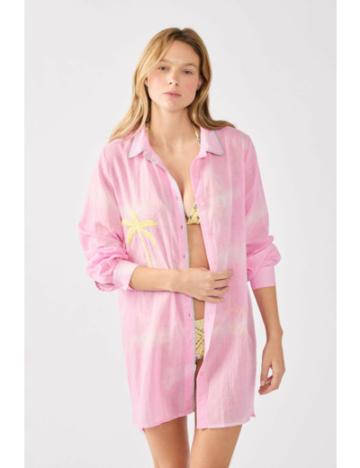 Robe chemise brodée en coton,Robe chemise brodée en coton;${refinementColor}