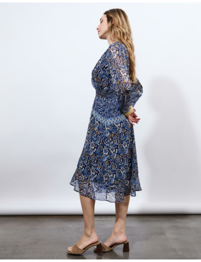 Robe midi imprimée BLEU