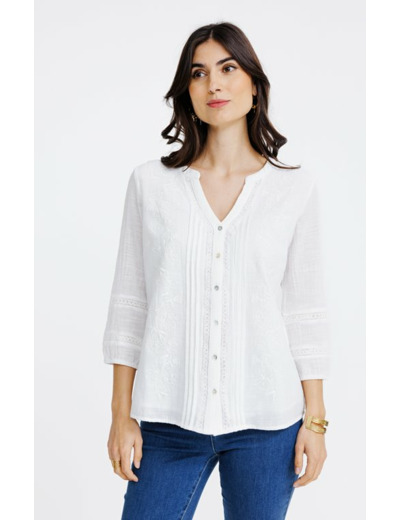Tunique boutonnée brodée