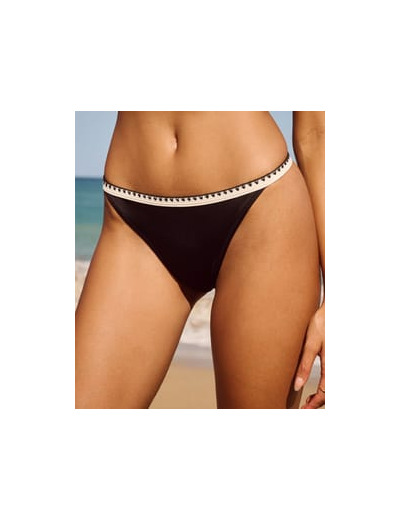 Maillot de bain tanga avec bordures en crochet blanc