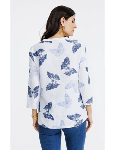 Blouse en gaze de coton imprimée