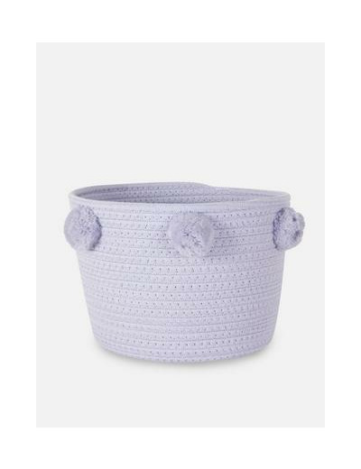Panier de rangement tressé à pompons