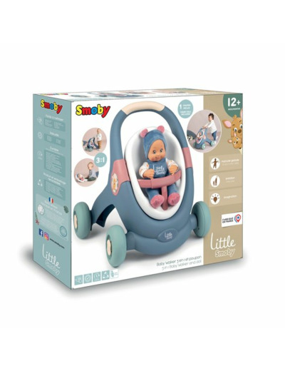 BABY WALKER 3 EN 1 ET POUPON LITTLE SMOBY