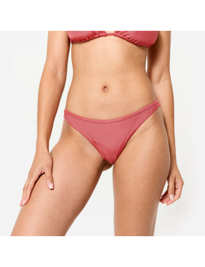 Culotte tanga lulu unie rose côtelé très échancrée