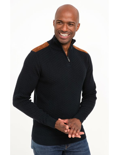 Pull Col Montant Avec Détails Suèdine