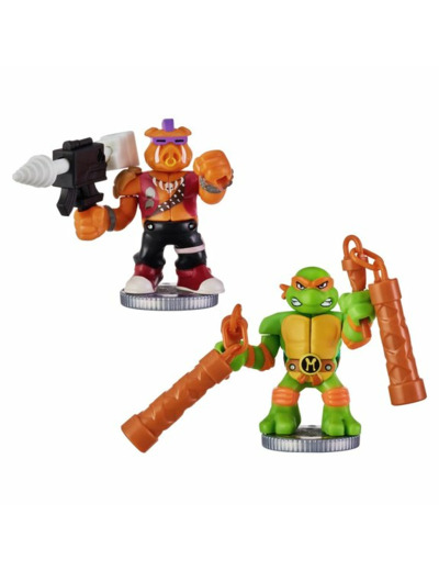 AKEDO TORTUES NINJA MINI BATTLE DUEL MICHELANGELO VS BEBOP
