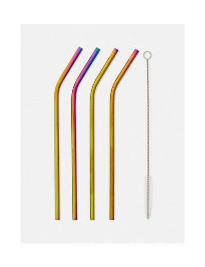 Lot de 4 pailles dégradées en acier inoxydable