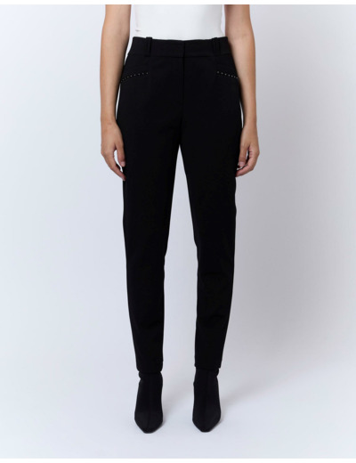 Pantalon 7/8 cigarette uni NOIR Femme