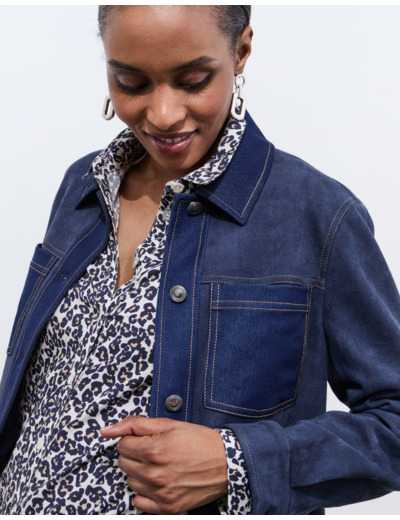 Blouson en suédine uni décoré MARINE Femme