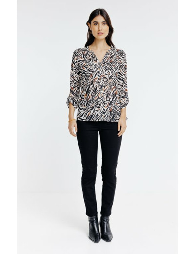 Tunique col mao avec poches