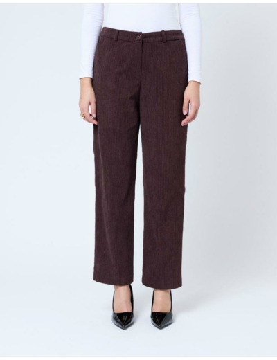 Pantalon long droit uni MARRON Femme