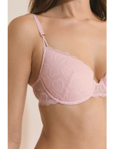Soutien-gorge classique avec motifs coeurs,Soutien-gorge classique avec motifs coeurs;${refinementColor}