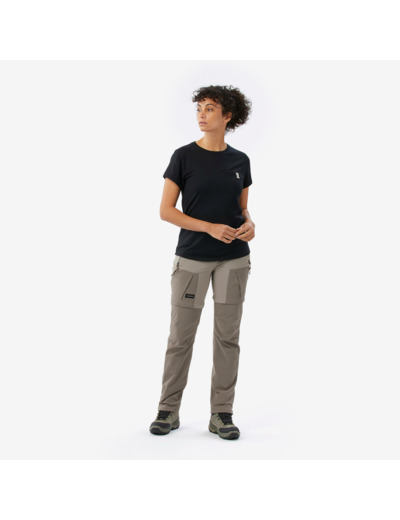 T-shirt manches courtes 100 % laine mérinos femme, Merino 100% noir