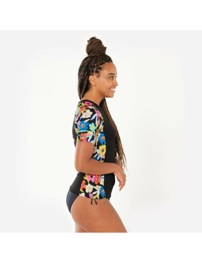 T-shirt anti uv surf manches courtes Femme - Kanika noir