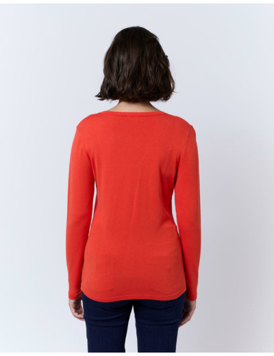 Pull fin uni ORANGE Femme