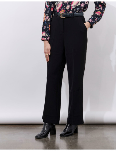 Pantalon long large uni NOIR Femme