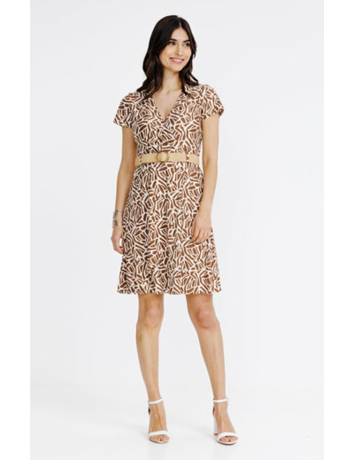 Robe cache-coeur avec ceinture rafia