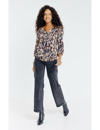 Tunique col rond avec bas smocké