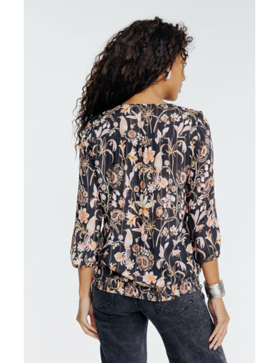 Tunique col rond avec bas smocké