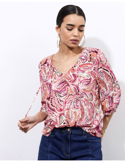 Blouse manches 3/4 imprimée ROSE Femme