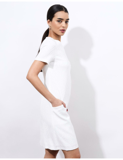Robe midi jacquard BLANC
