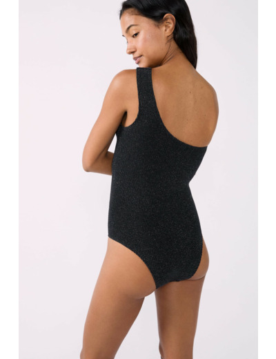 Maillot de bain 1 pièce asymétrique en matière extensible