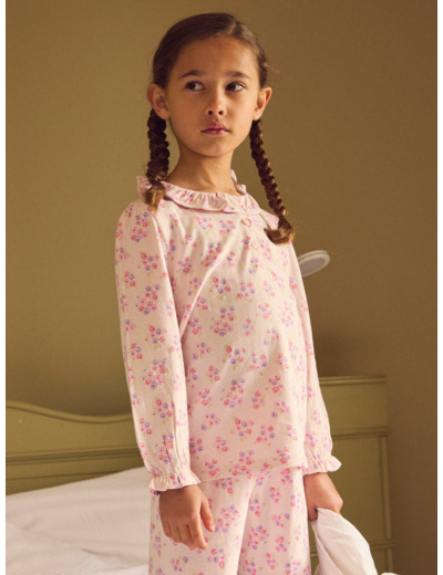 Pyjama rose imprimé fleuri Fille