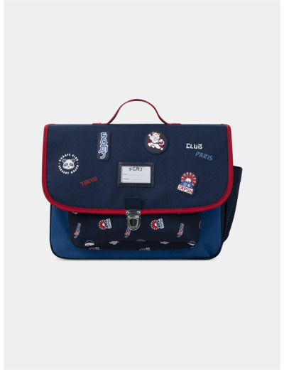 Cartable bleu marine imprimé et patch Japon Garçon