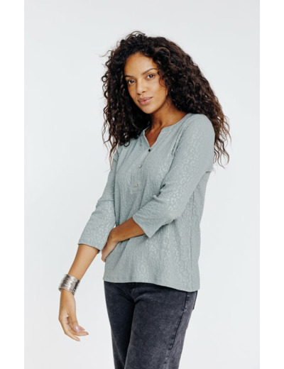 Tee-shirt jacquard manches 3/4