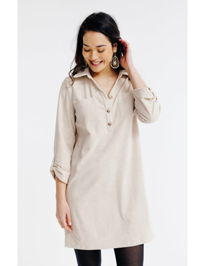 Robe tunique en velours côtelé