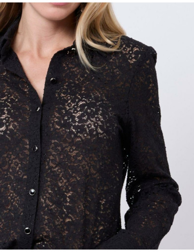 Chemisier manches longues uni NOIR Femme