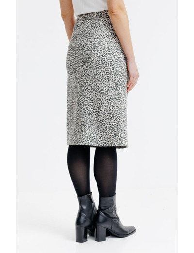 Jupe midi imprimée en scuba suédine