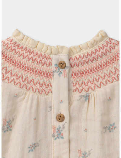 Chemisier à smock imprimé fleuri