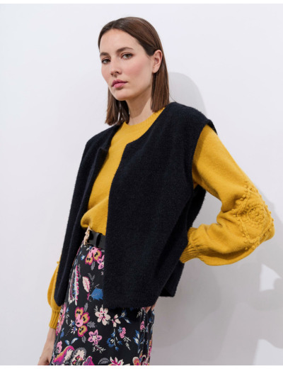 Gilet court uni NOIR Femme