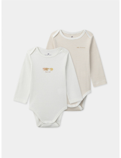 Lot de 2 bodies à rayures ou uni Bébé Garçon