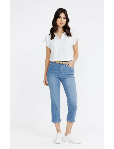 Corsaire denim avec ceinture fantaisie