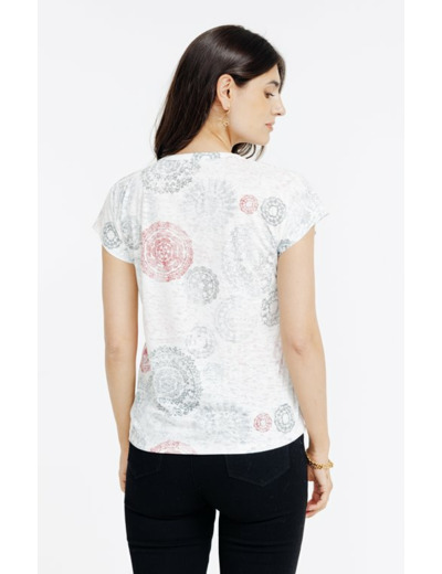 Tee-shirt imprimé col mao
