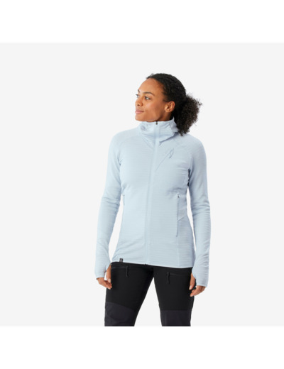 Pull technique à capuche en laine mérinos femme - ALPINISM
