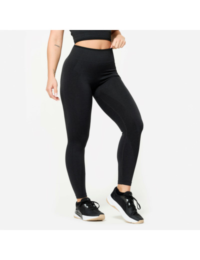 Legging seamless de musculation femme, noir