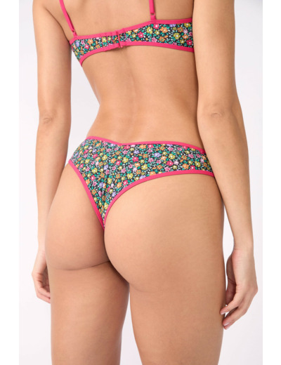 Brésilien high leg bas de maillot fleuri
