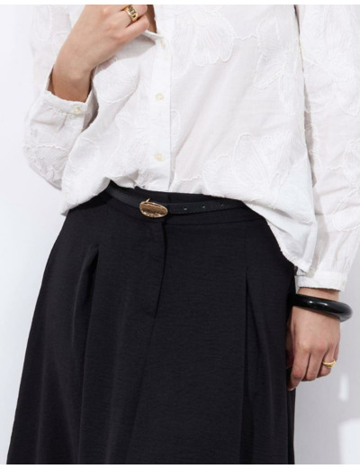 Jupe longue à basque unie NOIR