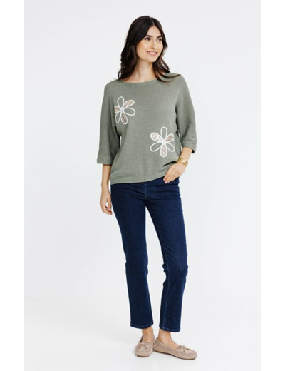 Pull avec patchs fleurs