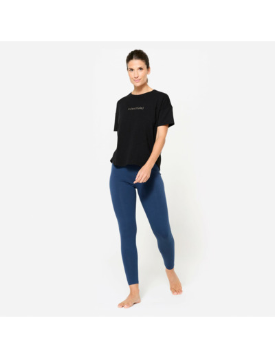 Legging de yoga doux taille haute femme, bleu marine