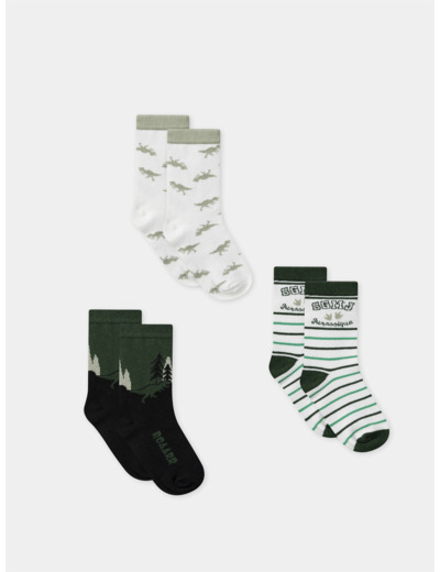 Lot de 3 paires de chaussettes à rayures ou imprimés Garçon