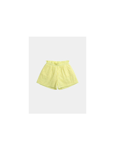 Short jaune pâle en broderie anglaise pour fille