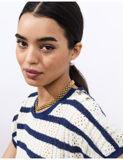 Top manches courtes rayé MARINE Femme