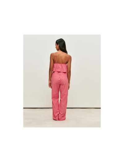 Pantalon en popeline de coton à motif vichy