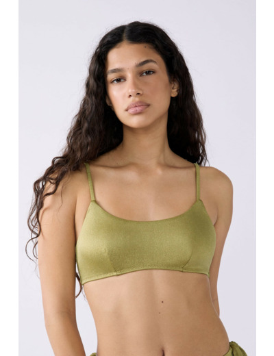 Brassière haut de maillot à nouer pailleté,Brassière haut de maillot à nouer pailleté;${refinementColor}