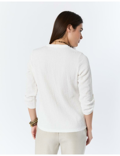 Top manches 3/4 uni BLANC Femme