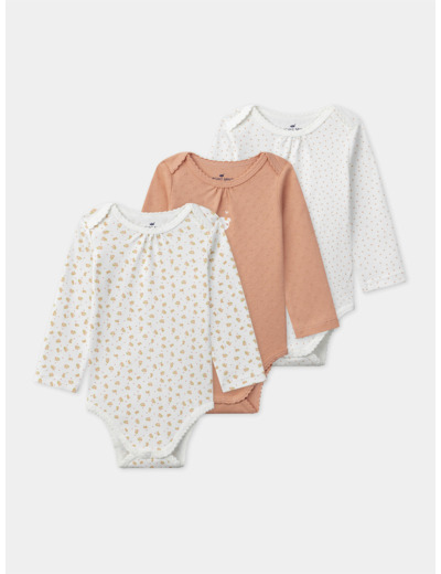 Lot de 3 bodies imprimé ou uni Bébé Fille